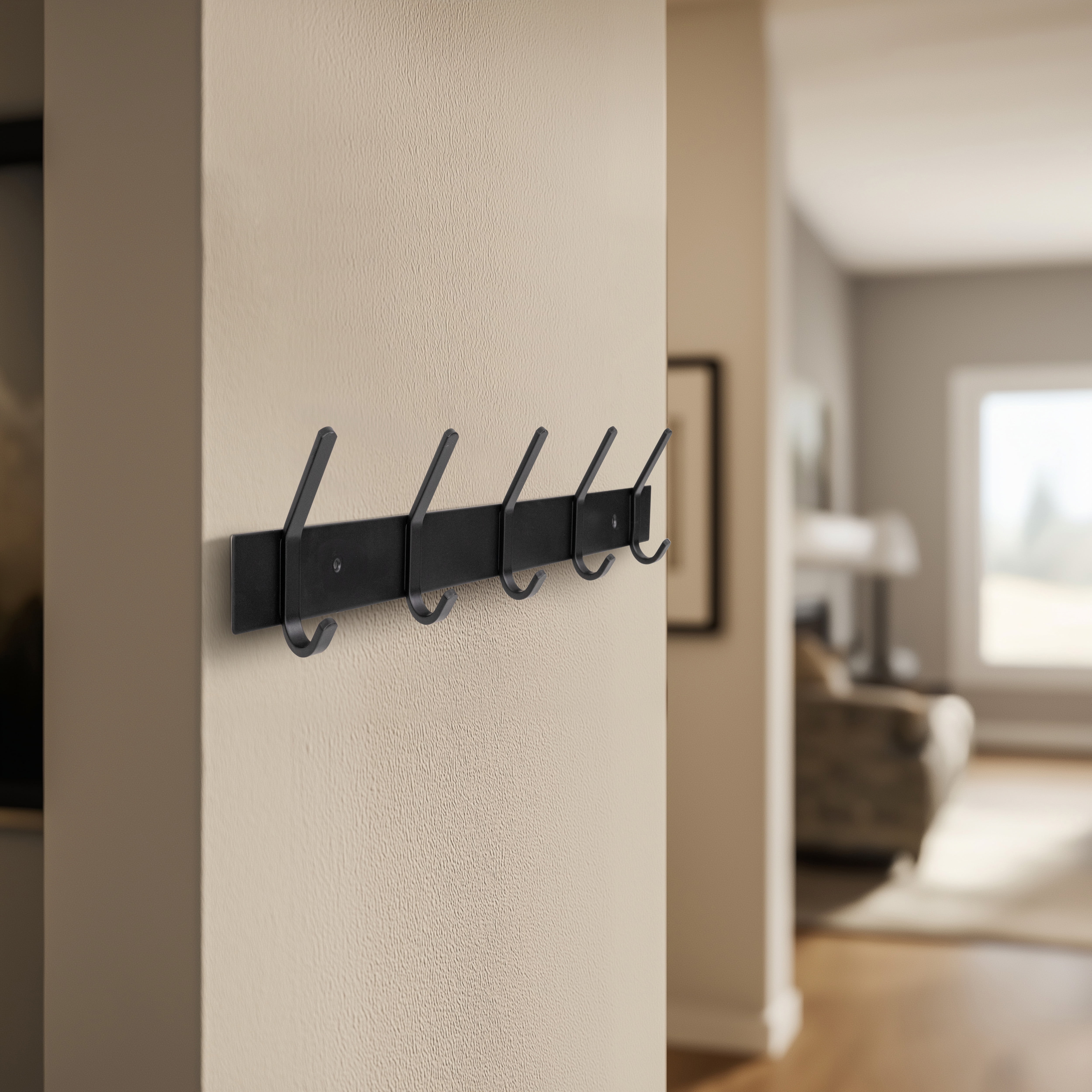 Mainstays 20.5 in 5-Hook Steel Hookboard, Matte Black