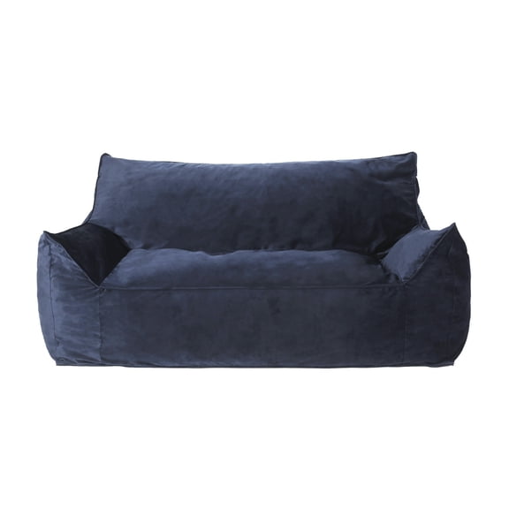 Fila Velveteen 2-Seater Oversized Bean Bag Chair with Armrests, Dark blue