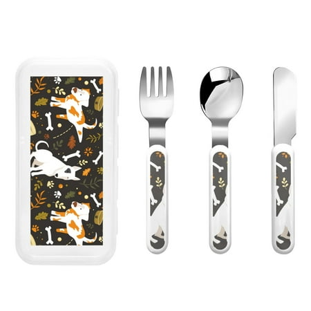 

Lukts Bones And Leaves for Children s Knife Fork and Spoon Three-Piece Set Stainless Steel Children and Toddler Safety Cutlery with Outer Box