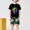 thumbnail image 5 of Toddler Baby Boy Outfits Summer Clothes Truck Short Sleeve Tee and Printed Shorts 2-Piece Set Football Match and Outdoor Playdates, 5 of 6