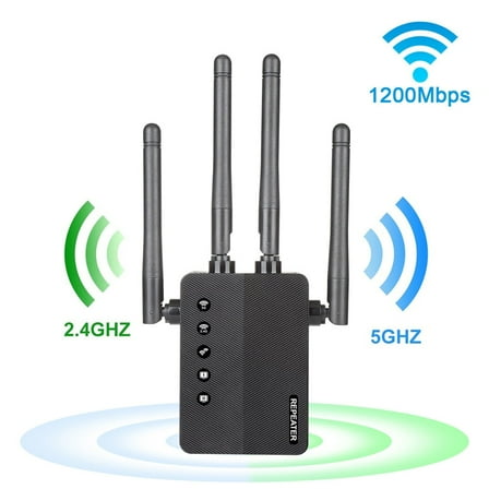 1200Mbps Dual Band WiFi Extender Repeater Router 2.4G&5G Wireless Signal Booster