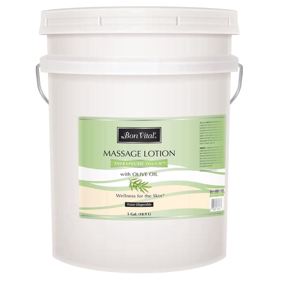 Bon Vital' Therapeutic Touch Massage Lotion, 5-Gallon, Olive Oil-Infused Moisturizing Lotion for Massage Therapy