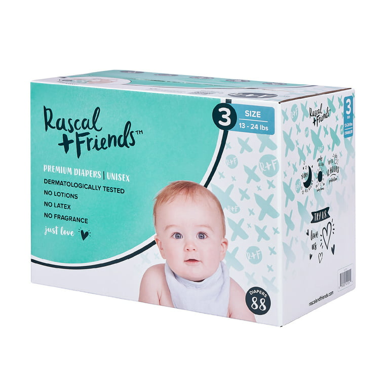 Rascal + Friends Premium Diapers Size 3, 88 Count (Select for More Options)  