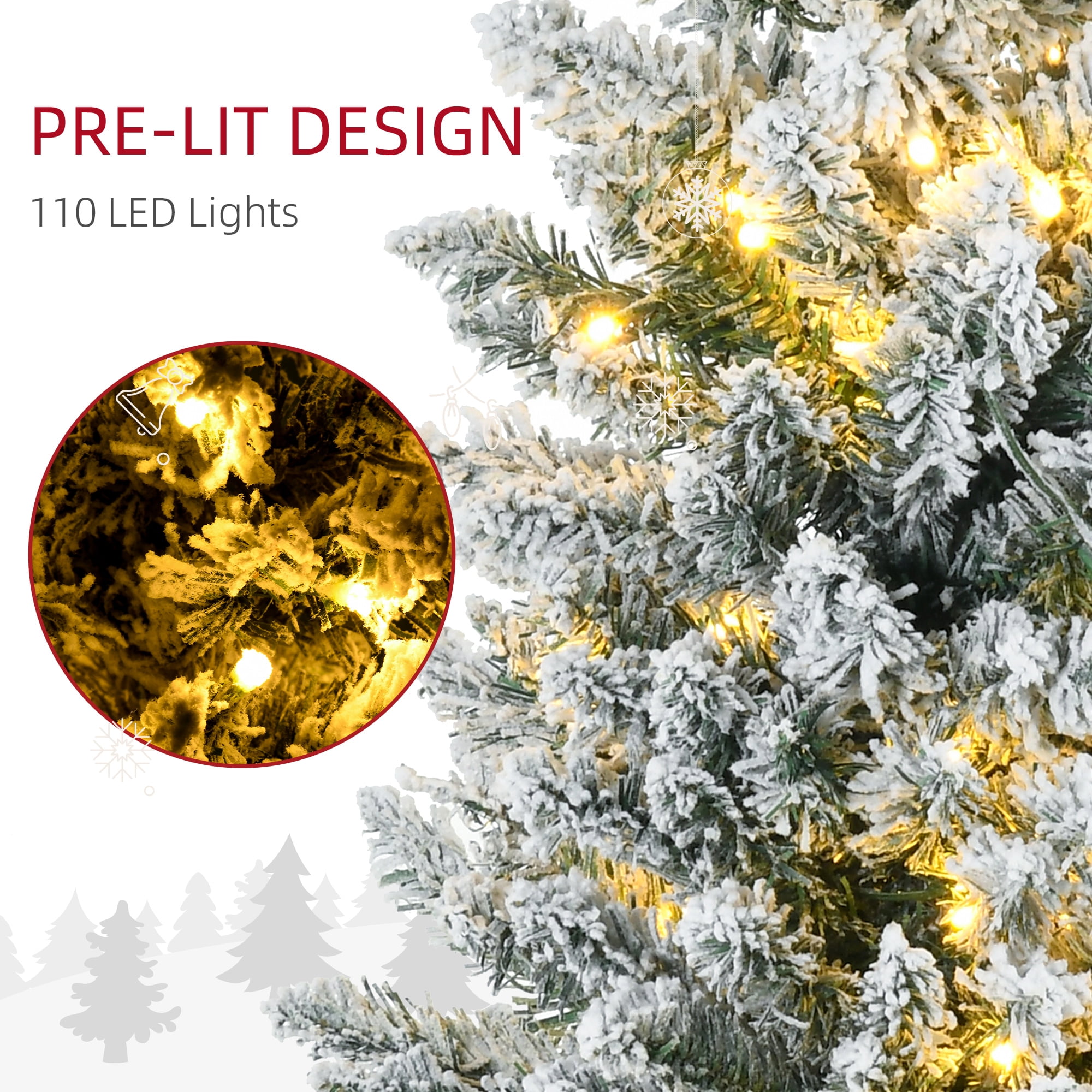 5ft Prelit Pencil Christmas Tree with 110 LED Lights Easy Assembly Small Space Holiday Decor