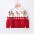 thumbnail image 2 of WRKEKC Boys and Girls Crewneck Knit Sweater Reindeer Snowflake Print Long Sleeve Thick Warm Pullover for 2-7 Years Toddlers Fall Winter Christmas Outwear, 2 of 7
