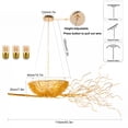 thumbnail image 3 of Miumaeov 3 Lights Woven Nest Shape Chandelier Creative Adjustable Hanging Ceiling Light Fixture for Entryway Kitchen Living Room, 3 of 16
