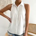 thumbnail image 5 of Riforla Women's Sleeveless Button Down Shirts Blouses Solid Casual Loose V Neck Tank Tops for Work Womens Tops White L, 5 of 8