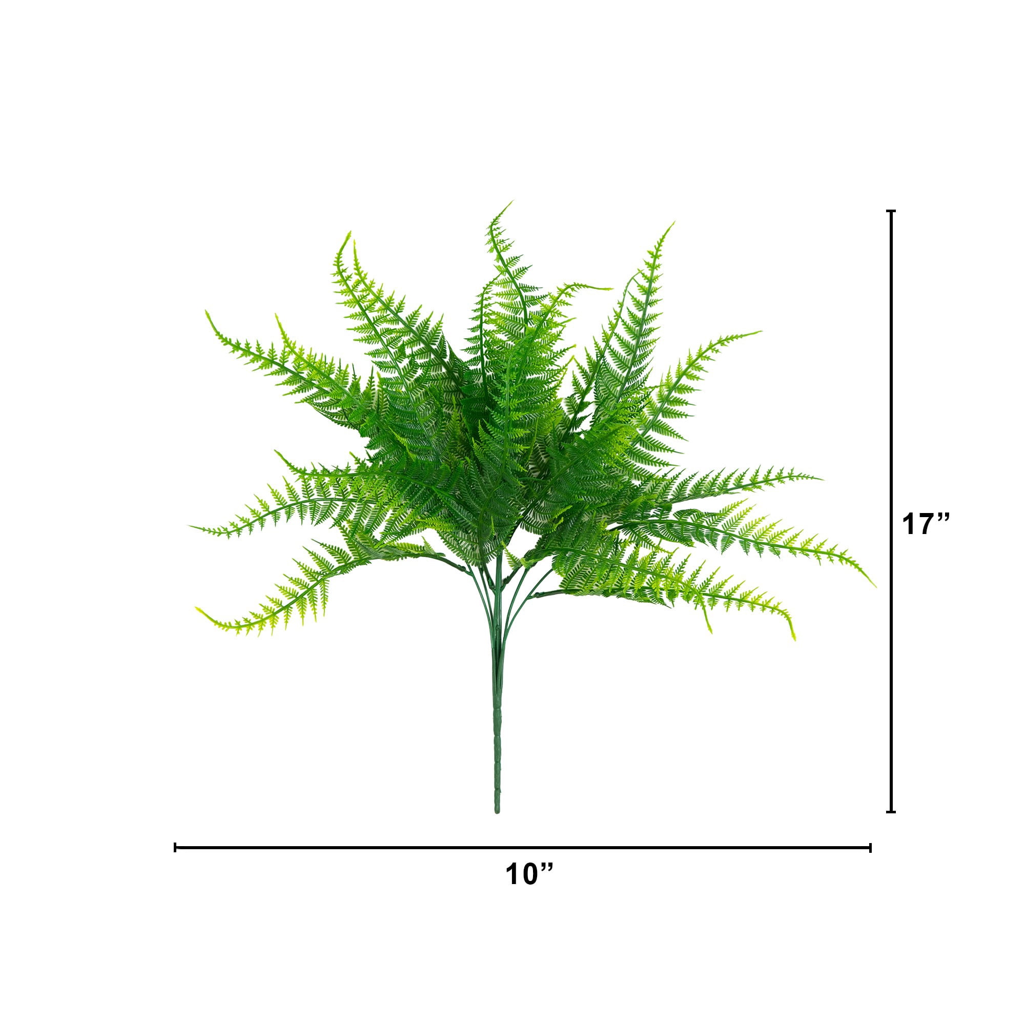 17in. UV Resistant Artificial Fern Bush (Indoor/Outdoor) - Set of 6