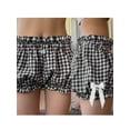 thumbnail image 2 of Rdhnmea Women Plaid Shorts, Elastic Waist Bows Summer Bloomer Shorts, 2 of 6