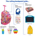 thumbnail image 2 of J World Girls Lollipop 16" Kids Rolling Backpack with Insulated Lunch Bag for School and Travel, Poppy Pansy, 2 of 7