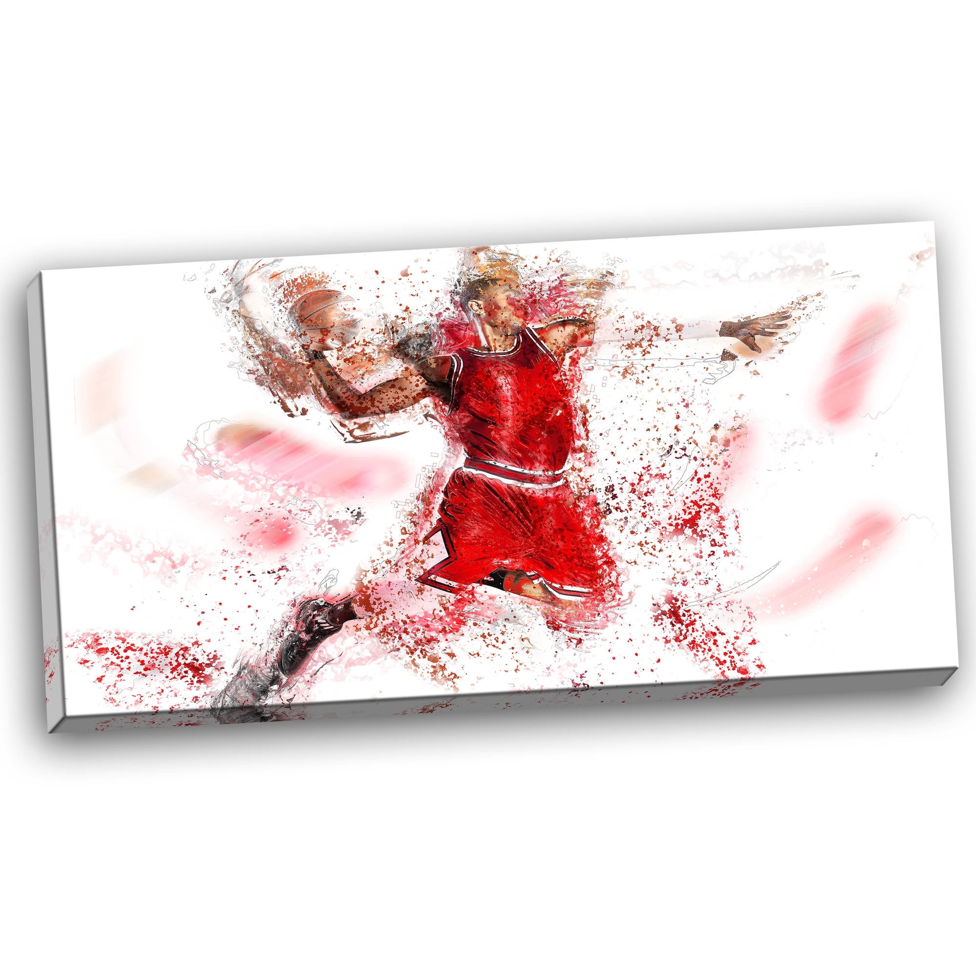 digital art pt2526-32-16 basketball slam dunk-large sport canvas art print, 32x16