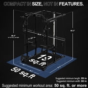 Mikolo Power Rack Cage, 1500LBS Weight Cage with 800LB Capacity Adjustable Weight Bench, 1500LB Capacity Barbell and 230LB Weight Plate set Black