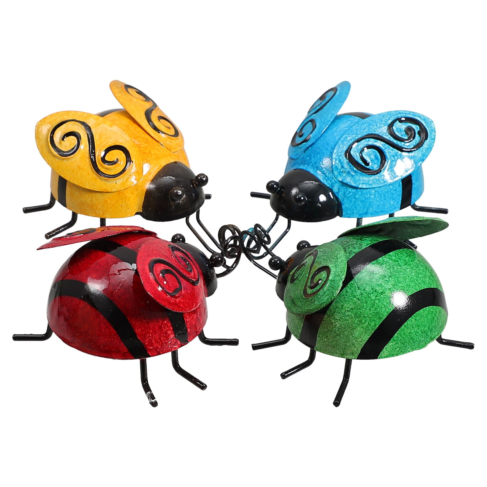 4pcs Garden Ladybug Ornament Iron Wall Decor Home Garden Ladybug