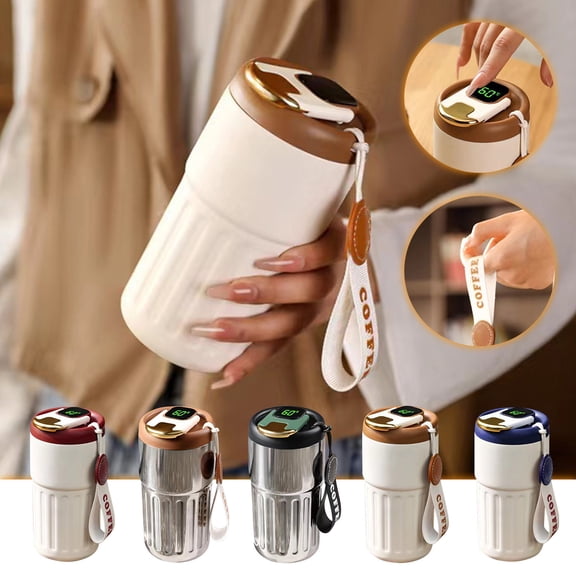 Cup 316 Stainless Steel Coffee Cup with Temperature Display Leak-Proof Lid Portable Travel Mug JASKFLY