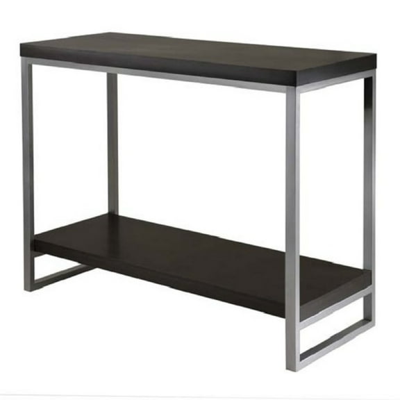 Contemporary Home Living 40” Espresso Brown Jared Rectangular Wooden Console Table with Metal Frame