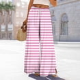 thumbnail image 2 of Bovemsi Wide Leg Pants Woman Women's 2025 Vacation Elastic Rope Horizontal Striped Casual Travel Pants, 2 of 6