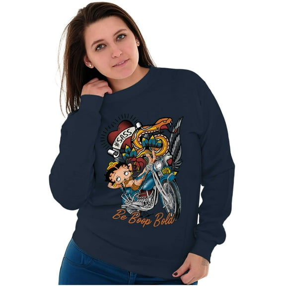 Betty Boop Biker Be Bold Snake Women Plus Size Sweatshirt Brisco Brands 2X