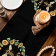 thumbnail image 2 of Black Sunflowers Bees Cotton Linen Table Runner for Dining Kitchen, Farmhouse Honey Floral Rings Wedding Outdoor Party Tablerunners Decoration, Dresser Scarf Coffee Tablecloth Runners 13x70 Inches, 2 of 9