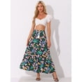 thumbnail image 4 of DARING DIVA Women's Bohemian Tassels Elastic Waist Floral Maxi Skirt S Dark Blue, 4 of 6