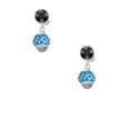 thumbnail image 2 of Delight Jewelry Silvertone Hot Blue Giraffe Print Spinner Black Crystal Clip on Earrings, 2 of 5