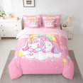 thumbnail image 3 of Feelyou Dreamy Unicorn Child Twin Bedding Sets 7-Piece, Cartoon Stars Rainbow Bedding Comforter Set, Girly Pink Animal Reversible Sheet Sets, Lightweight Room Decor, 3 of 8