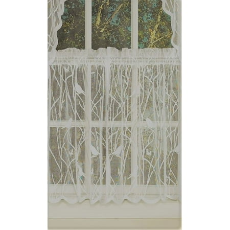 Canoro Bird Song Sheer Lace Kitchen Curtain Tier Pair Ivory 56