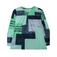 thumbnail image 2 of Camiseta de Larga para Mujer, Cuello Redondo, Estilo Casual, con Media Cremallera, Estampado Geométrico y Bloques de Color. Verde S, 2 of 8
