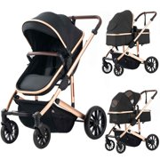Baby Stroller Foldable Newborn Bassinet Pram Reversible Bassinet Newborn Infant Toddler Travel Stroller