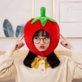 thumbnail image 2 of Cute Strawberry Headgear Sleeping Pillow Toy Fruit Headwear Accesorio de disfraz Cubierta de cabeza suave para fiesta de Halloween Regalos Sunnimix Sombrero de fiesta, 2 of 7