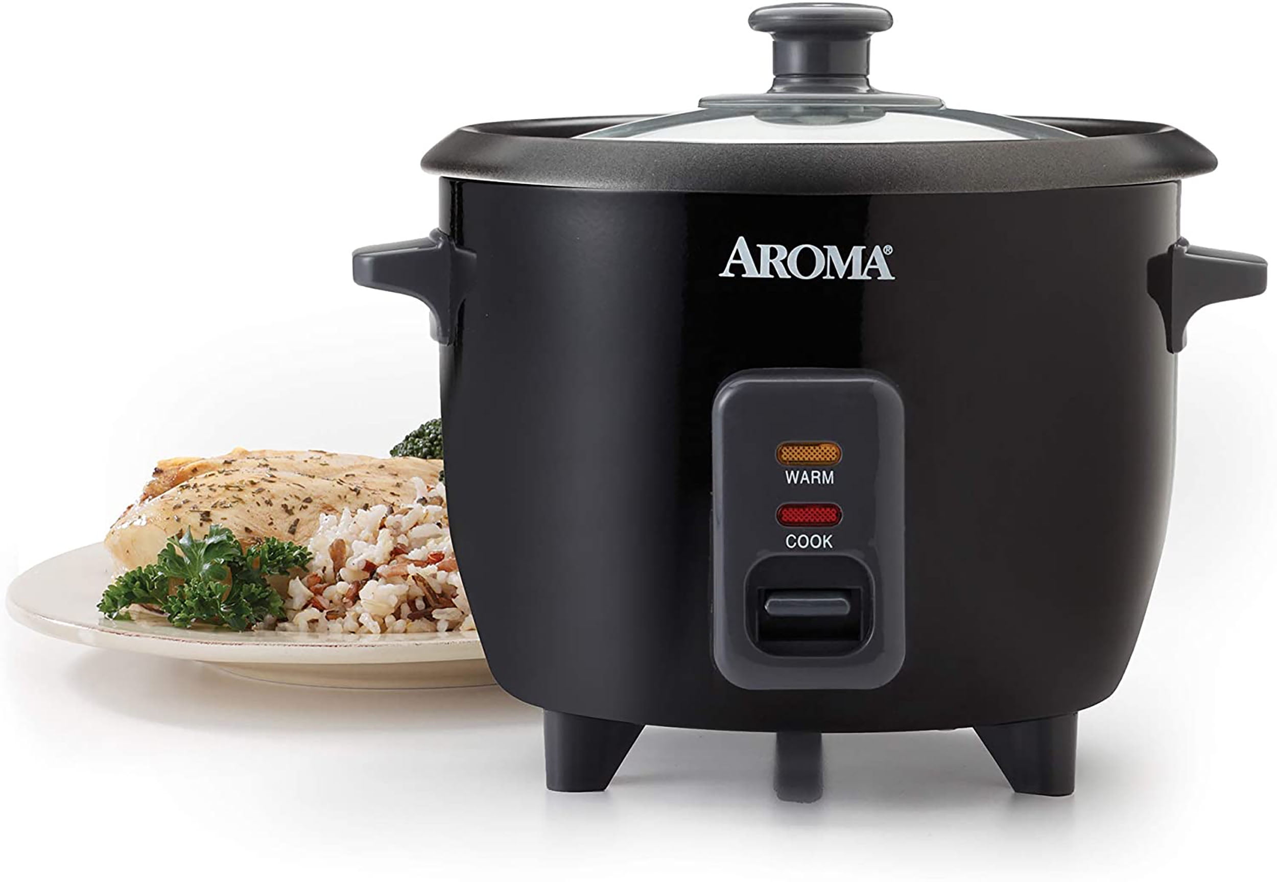 Aroma 6-Cup Rice Cooker and Food Steamer, White