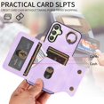 thumbnail image 2 of Phone Case for Samsung Galaxy A24 4G/5G Wallet Cover with Tempered Glass Screen Protector and Ring Stand Credit Card Holder Slot Leather Cell A 24 24A LTE Women Girls Purple, 2 of 14