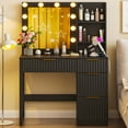 thumbnail image 2 of Ktaxon Lighted Makeup Vanity Table, White Dressing Desk with Charging Station, Black, 2 of 9