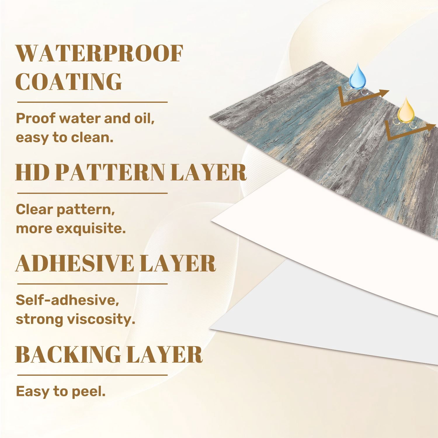 Peel and Stick Wallpaper Weathered Wooden Plank Texture Peeling Blue Beige Paint Wall Mural 23.6in x 9.8ft Self Adhesive Removable Wall Paper Renter Friendly Wallpaper for Nursery Bedroom Cabinets