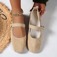 thumbnail image 5 of Miluxas Women's Mary Jane Ballet Flats, Square Toe Adjustable Buckle Suede Slip-On Casual Dress Shoes Beige 7(39), 5 of 8