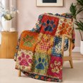 thumbnail image 3 of SPXUBZ Colorful Dog Paw Prints Patchwork Plaid Grid Flannel Throw Blanket Soft Warm Cozy Fleece Blanket for Dog Lovers Bed Couch, 3 of 3