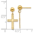 thumbnail image 3 of 14k Yellow Gold Cross Earrings Drop Dangle Religious, 3 of 7