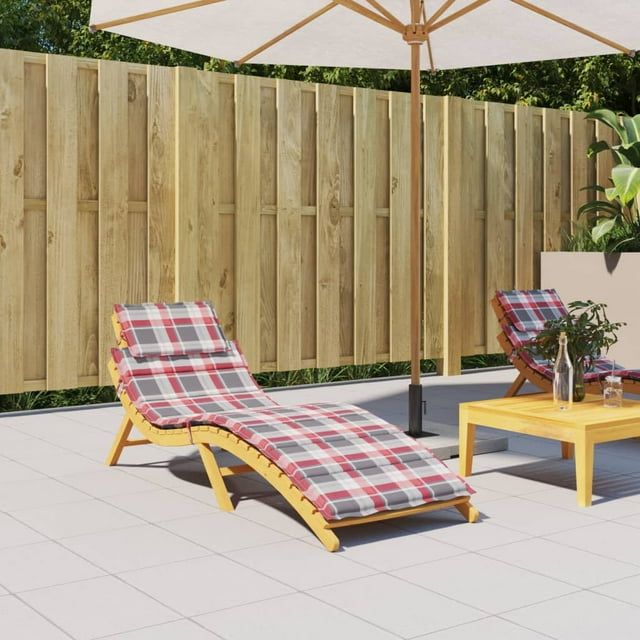vidaXL Sun Lounger Cushion Red Check Pattern 186x58x3cm Oxford Fabric