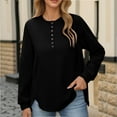thumbnail image 4 of Sweatshirt for Women Casual Loose Long Sleeve Button Henley Neck Pullover Tops Fall Fashion Outfits Clothes, 4 of 5