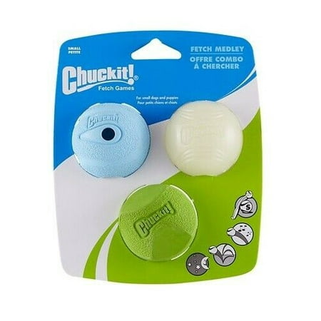 Fetch Medley Balls Dog Toy Fetch Medley Whistler Glow Rebounce Set of 3 Balls Assorted Choose Size (Small) ()