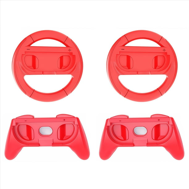 Volante de carreras para Switch 2 JoyCons - Kit de accesorios para mando de juego redondo - con 2 ruedas, 2 empuñaduras, material ABS
