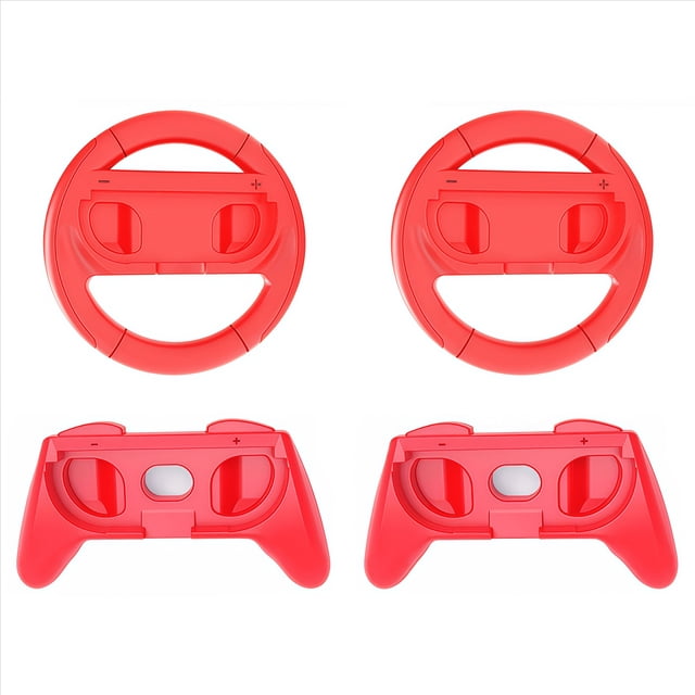 Volante de carreras para Switch 2 JoyCons - Kit de accesorios para mando de juego redondo - con 2 ruedas, 2 empuñaduras, material ABS