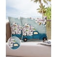 thumbnail image 6 of Pack of 2 Outdoor Pillow Covers, Cute Blue Car and White Magnolia Flower Waterproof Square Throw Pillowcase Cushion Decorative Pillow Covers for Couch Patio Tent, 20x20 in, 6 of 6