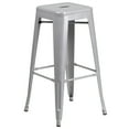 thumbnail image 5 of Flash Furniture Commercial Grade 24" Round Silver Metal Indoor-Outdoor Bar Table Set with 4 Square Seat Backless Stools, 5 of 5