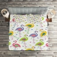 thumbnail image 2 of Ambesonne Flamingo Quilted Coverlet 3 Pcs, Retro Colorful Pattern, King Size, Multicolor, 2 of 2