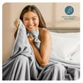 thumbnail image 2 of Fleece Microplush Blanket - Extra Long - Lightweight Throw for Bed, Sofa, Couch, Movie Night, Camping, and Travel - Ultra Soft Warm Blanket (Twin/Twin XL, Light Grey), 2 of 9