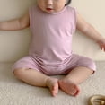 thumbnail image 4 of Besolor Infant Girl Boy Summer One Piece Romper Bodysuit Toddler Solid Sleeveless Summer Jumpsuit Baby Clothes, 4 of 5