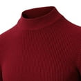 thumbnail image 4 of TFEOQRY Men's Mock Neck Sweater Ribbed Knitted Long Sleeve Solid Pullover Fall Winter Thermal Tops Burgundy, 4 of 5