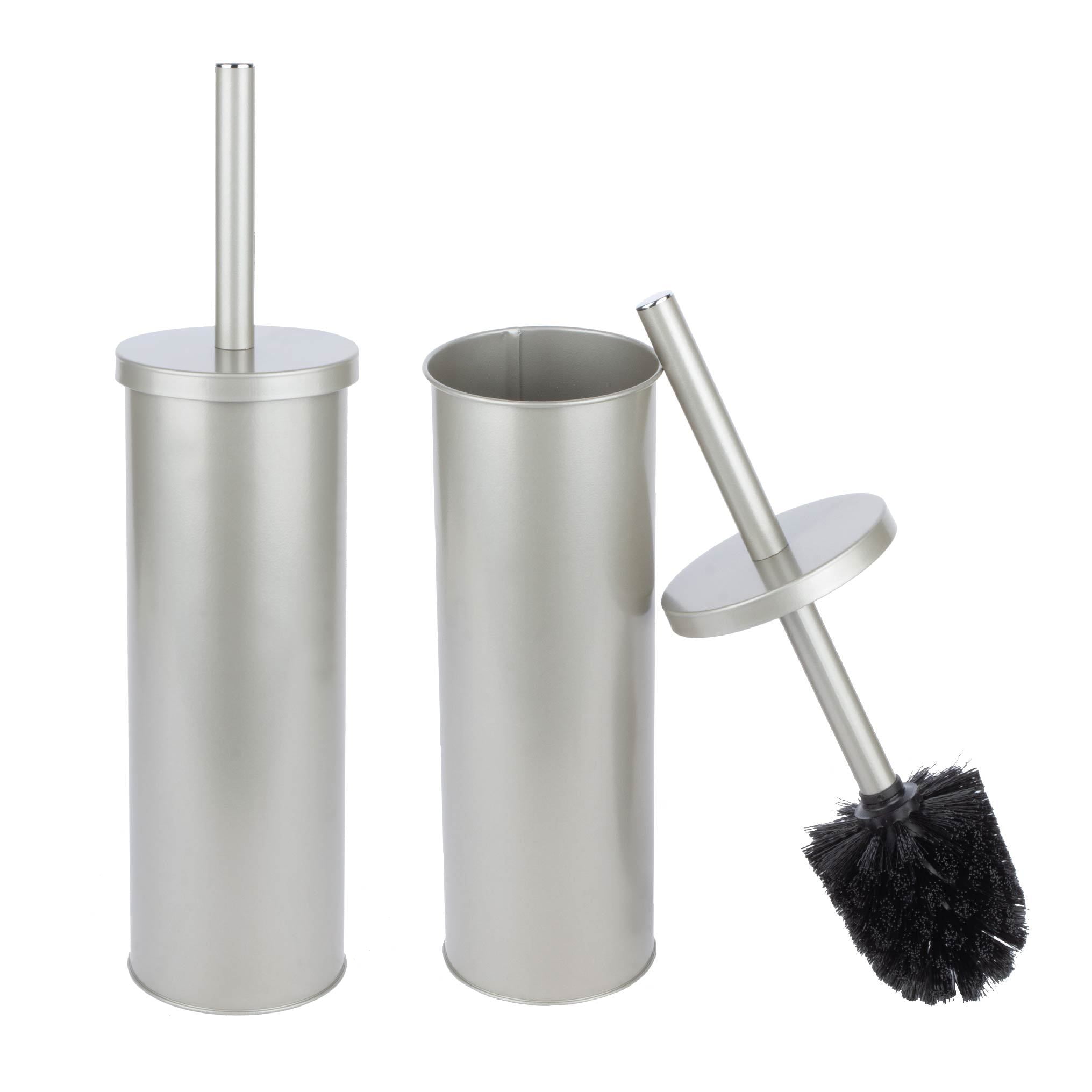 Toilet Brush and Canister Brushed Nickel Finish 2 Pack 