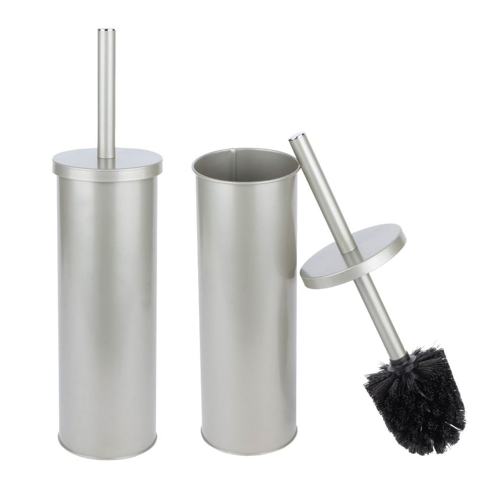 Sleek Toilet Brush and Holder with Metal Handle Brushed Nickel, Pack of 2