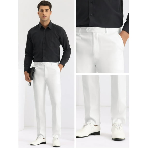 Unique Bargains Pantalons pour Homme Classique Coupe Flat Front Business Pantalon Blanc 36 Walmart